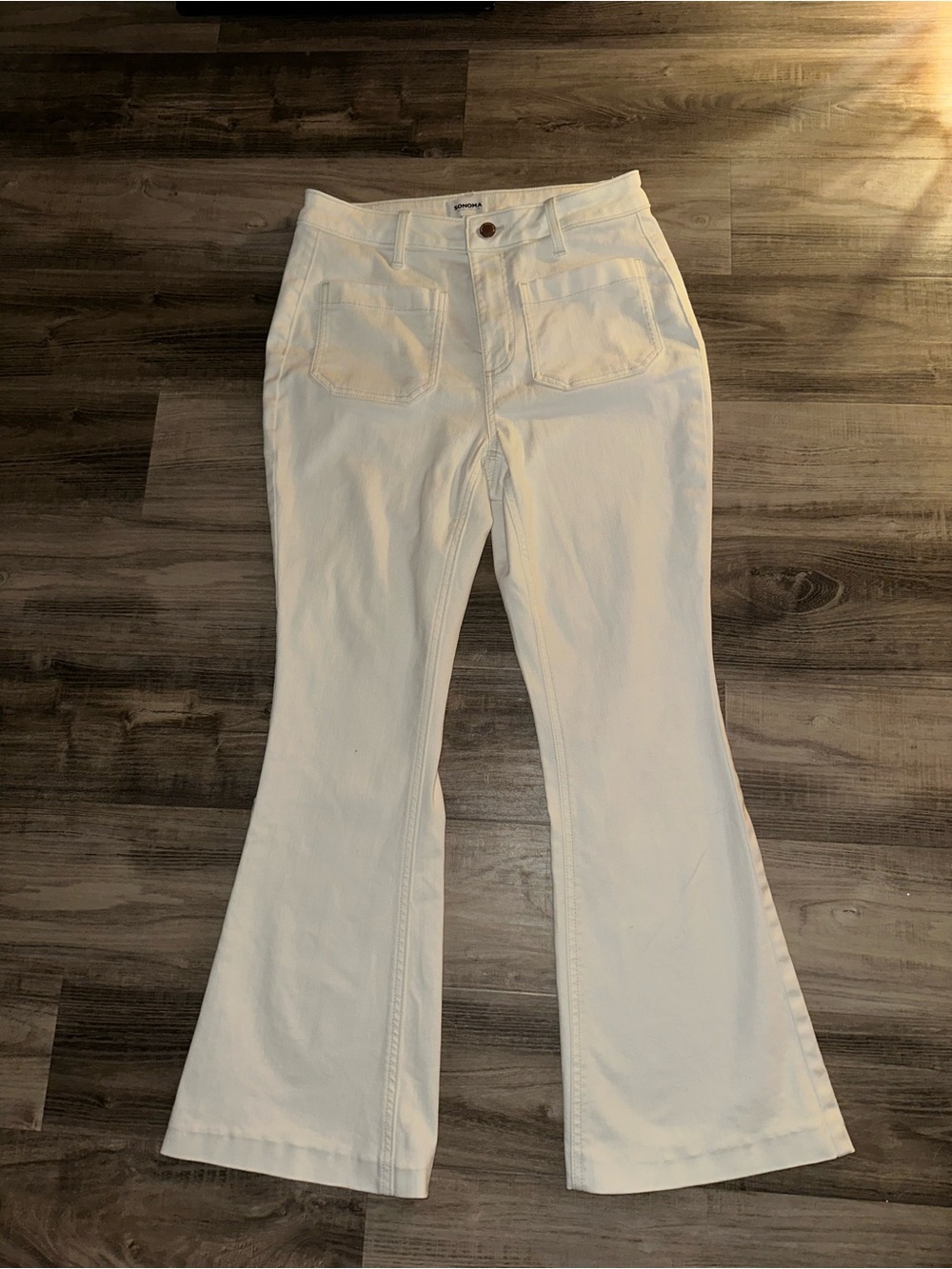 White Flared Denim Pants
